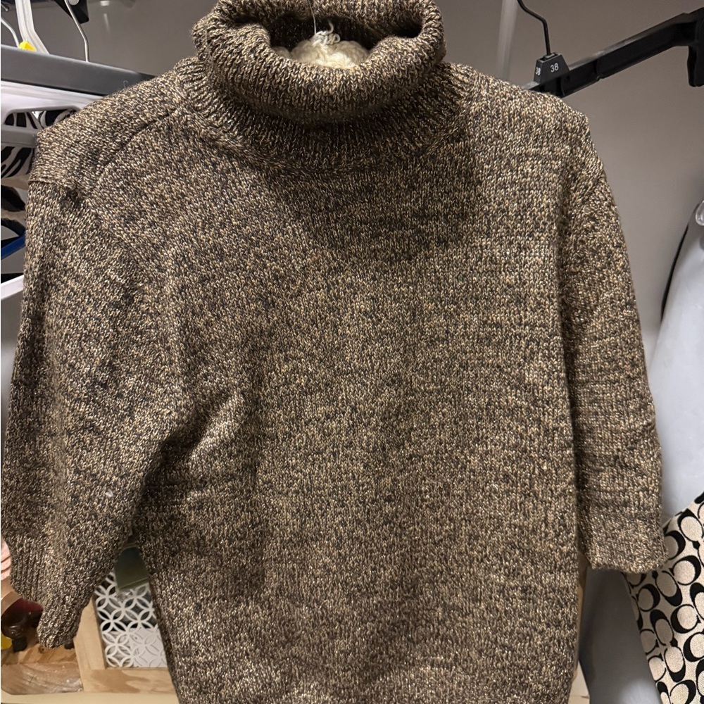 Woman’s Brown Turtleneck Sweater with sparkles